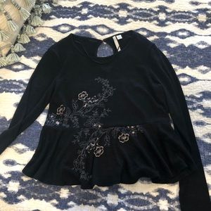 Black with flowers peplum top